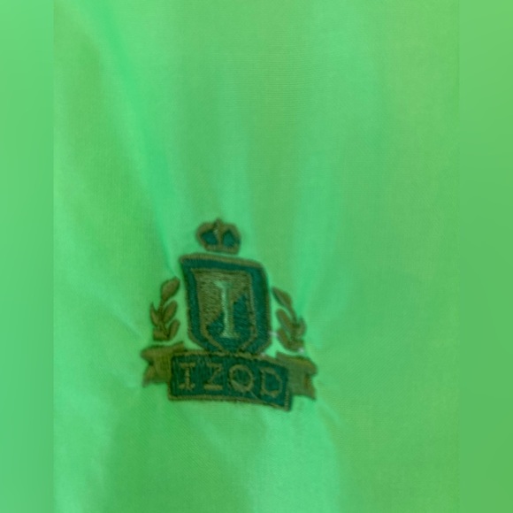 IZOD Vintage 90s Windbreaker Semi-Sheer Neon Green L - Picture 5 of 7